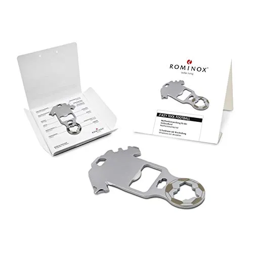 Geschenkartikel: ROMINOX Key Tool // Football – 18 Funktionen, Keytool Schlüsselanhänger Fußball-Fan, Multitool, Multifunktionswerkzeug, Fußball EM, World Cup, Kleinigkeit für Adventskalender