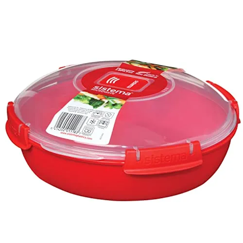 Sistema Microwave runde Mikrowellenschüssel 1,29 l - Frischhaltedosen mit Dampfventil für spritzfreies Erwärmen von Speisen, BPA-frei und spülmaschinengeeignet, ideal für die Mikrowelle und Aufbewahrung.