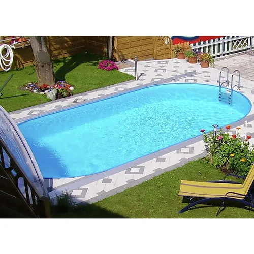 Steinbach Stahlwand Swimming Pool Set "Styria oval", blaue Poolfolie, 625 x 360 x 150 cm