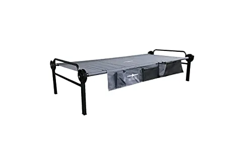 Disc-O-Bed Feldbett mit Seitentaschen, 208x100x41cm, schwarz - Das Disc-O-Bed bietet vielseitige Einsatzmöglichkeiten als Etagenbett oder Einzelbett. Mit praktischen Seitentaschen für zusätzlichen Stauraum ist es ideal für Camping und Outdoor-Aktivitäten.