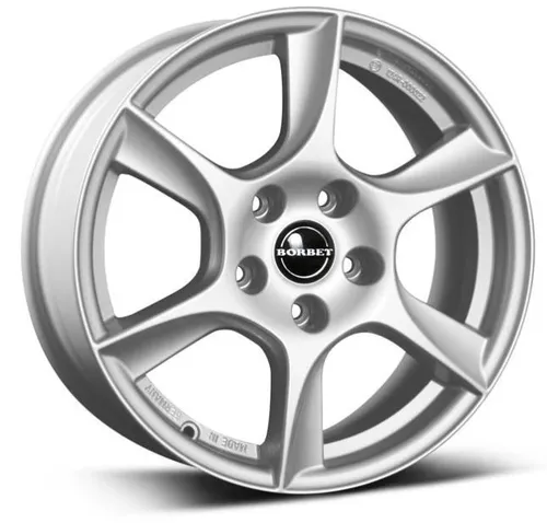 Borbet TL 5-Speiche Alufelgen 5.5x15" ET40 - Felgen in Brillantsilber, einteiliges Gussrad für hohe Traglast von 500 kg, ideal für sportliches Fahren und ansprechendes Design.