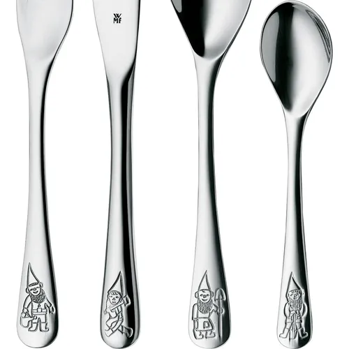 WMF Kinderbesteck ZWERGE 4-teilig für Kinder ab 3 Jahren - Hochwertiges 4-teiliges Kinderbesteck aus rostfreiem Edelstahl, spülmaschinengeeignet und ideal für kleine Hände. Perfekt für den täglichen Einsatz!