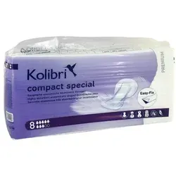 Kolibri Compact Premium Special 28 ST - Anatomische Premium Vorlage für schwere Inkontinenz, bietet optimalen Saugkraft und zuverlässigen Auslaufschutz mit speziellen Systemen für Trockenheit und Tragekomfort.