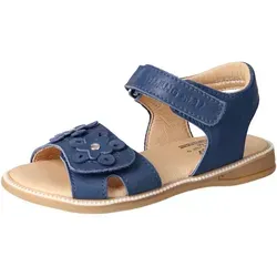 Däumling Sandalen für Kinder aus Glattleder in Blau, Größe 26 - Hübsche Däumling Mädchen Sandalen aus Glattleder in Blau mit modischen Blumenmotiven und Klettverschluss. Ideal für den Sommer dank flexibler, rutschhemmender Laufsohle.