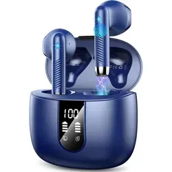 Bluetooth 5.3 In-Ear Kopfhörer mit 48h Laufzeit und ENC - Blau - Erleben Sie kraftvollen HiFi-Sound mit bis zu 48 Stunden Spielzeit. Die 4 Mikrofone sorgen für klare Anrufe, während die IP7-Wasserschutz-Technologie sie ideal für Sport und Outdoor macht.
