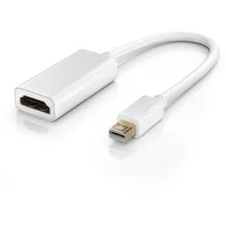 CSL Audio- & Video-Kabel, Mini Displayport, HDMI (15 cm), Full HD 1080p MiniDP zu HDMI Buchse Konverter / Adapterkabel - 0,15m weiß