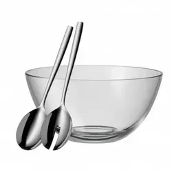 WMF Salat-Set TAVERNO - D ca. 23,30 - Schalen & Schüsseln: Stilvolles Salat-Set mit 23,5 cm Klarglasschüssel und 25 cm Edelstahlbesteck, ideal für Grillfeste und Fondue-Abende, spülmaschinengeeignet.