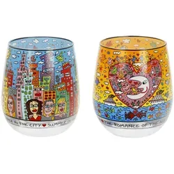 Goebel Windlicht James Rizzi, mundgeblasen bunt