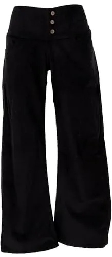 GURU SHOP Cordhose mit Leicht Ausgestelltem Bein - Schwarz, Damen, Size:S