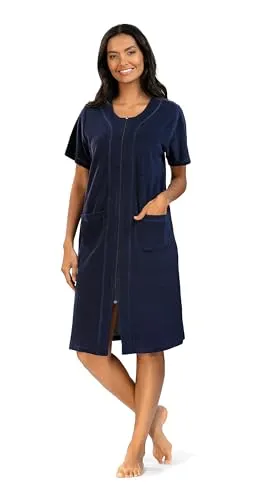 Comtessa Damen Frottee Hauskleid – Pflegeleichtes Strandkleid in Größe 36 - Bequemes und stilvolles Frottee-Hauskleid für entspannte Tage. Mit praktischem Reißverschluss, zwei vorderen Taschen und knielanger Länge. Ideal für den Sommer!