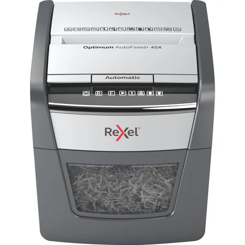 Rexel Aktenvernichter AutoFeed+ 45X - Vollautomatischer Partikelschnitt, schreddert bis zu 45 Blatt, leise und ideal für Home Office