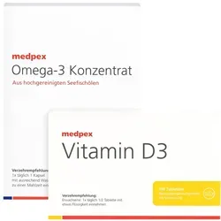 medpex Omega-3 Konzentrat & Vitamin D3 120+100 St
