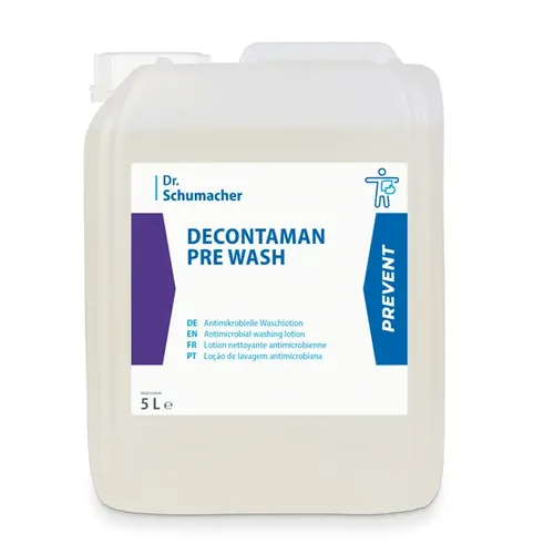 Dr. Schumacher Decontaman Pre Wash 5 L - Antimikrobielle Seife - Seife für hygienisches Händewaschen, VAH gelistet und ideal zur präoperativen Körperwaschung sowie zur Bekämpfung von MRSA und multiresistenten Bakterien.