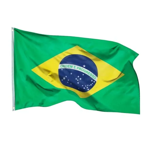 Aricona Brasilien Flagge 90x150cm - wetterbeständige Fahne mit Messingösen, 100% Polyester, robuste Doppelnaht & in lebendigen Farben - ideal für Flaggen-Liebhaber