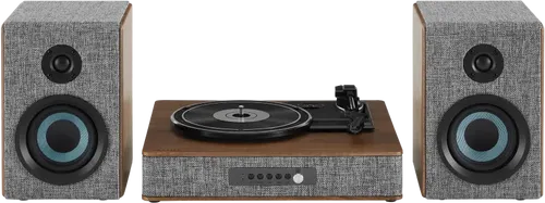 Crosley Aria Grau Plattenspieler - Vollständiges Set mit zwei Lautsprechern, Bluetooth-Verbindung und variabler Drehzahl für 7, 10 und 12 Zoll Schallplatten – ideal für Musikliebhaber!