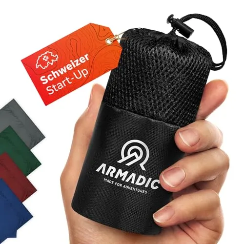 Armadic Hüttenschlafsack aus Mikrofaser (nur 230g) - Ultra leicht, klein und dünn. Reiseschlafsack, Schlafsack Inlett, Inlay I Ideal für Backpacking, Hostels und Berghütten (Navy Blau)