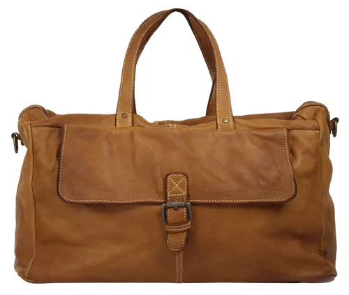 Cluty Reisetasche aus echtem Leder, Made in Italy, braun - Elegante Reisetasche aus hochwertigem, echtem Leder mit abnehmbarem Schulterriemen. Ideal für stilbewusste Reisende, die Qualität und Funktionalität schätzen.