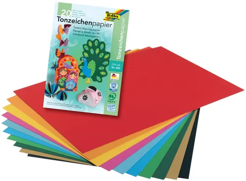 folia Tonpapierblock DIN A4 130 g/qm 20 Blatt