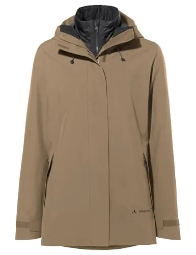 Vaude Women's Neyland 3in1 Jacket - Beige Doppeljacke für Damen - Funktionsjacke für Damen, 3in1 System, isolierend, wind- und wasserdicht, ideal zum Wandern - Größe 36, Farbe Beige.