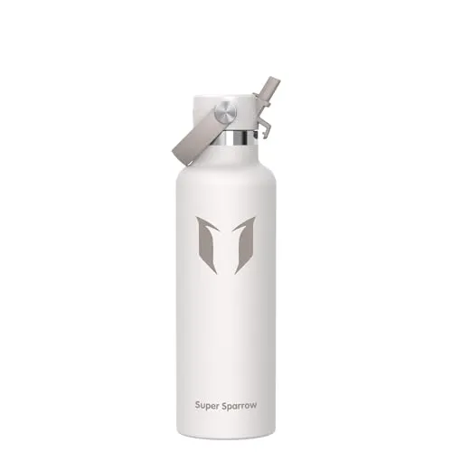 Super Sparrow Trinkflasche Edelstahl - Ultraleicht Thermobecher - 750ml - Standardmund Stroh-Deckel - BPA-Frei Thermoskanne, Thermosflasche für Sport, Travel, Schule, Outdoor