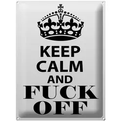 Femer GmbH Metallschild Spruch 30x40cm Keep Calm and fuck off, (1 St), gewölbte Oberfläche, abgerundete Ecken, umgeschlagene Kanten