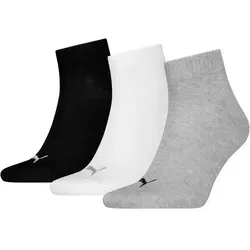 PUMA Kurzsocken PUMA UNISEX QUARTER PLAIN 3P (3 Paar) Atmungsaktiv, Rippenbündchen, weiche Baumwollmischung bunt|grau|schwarz 47-49