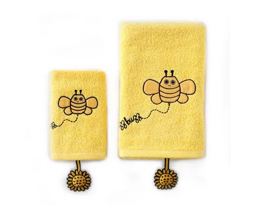 MILK&MOO Duschtuch Milk&Moo Buzzy Bee Kinder Handtuch 2er Set, (1-St)