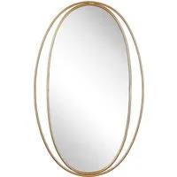Wandspiegel BESSON 55 cm x 90 cm - Glamouröser Goldrahmen - Eleganter Wandspiegel mit ovalem Design und goldenem Metallrahmen. Ideal für Eingangsbereich oder Bad, vergrößert optisch den Raum und passt zu jedem Einrichtungsstil.