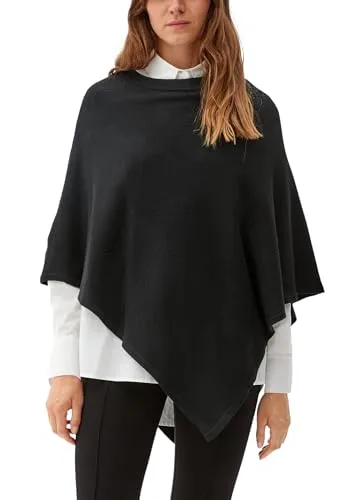 s.Oliver Damen Strickjacke 10.2.17.15.158.2119753 in Schwarz - Elegante Strickjacke im Poncho-Stil mit ansprechendem Strukturmuster, perfekt für vielseitige Looks.