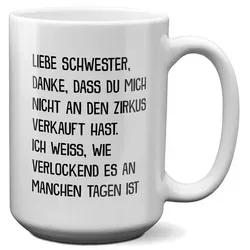 22Feels Tasse Grosse Schwester Geschenk Geburtstag Weihnachten Ältere Geschwister, Keramik, XL, Made In Germany, Spülmaschinenfest weiß