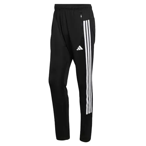 adidas Herren Workout Essentials 3-Stripes Strickhose, Schwarz/Weiß, L - Bequeme Hosen mit regulärer Passform und elastischem Bund. Aus 100 % recyceltem Polyester, schnell trocknend und mit praktischen Reißverschlusstaschen für den aktiven Alltag.