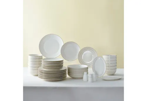 Karaca Elegance Bone Mandarin Geschirr-Set - 53-teiliges Geschirrset für 12 Personen, edles Gold-Design, ideal für festliche Anlässe und elegante Tischdekoration.