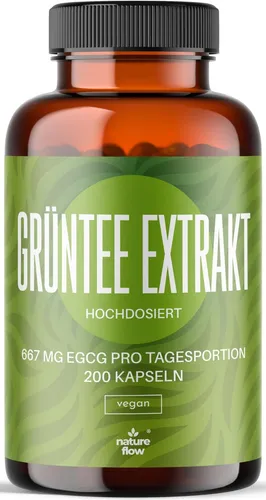 Grüntee Extrakt Kapseln Hochdosiert - 200 Stück - 1333mg mit 667mg EGCG - Vegan