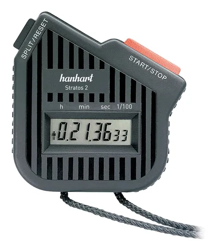 Hanhart Stratos 2 Stoppuhr - Trainingszubehör mit wassergeschütztem ABS-Gehäuse und 7-stelliger LCD-Anzeige für präzise Zeitmessungen bis 9 Std.