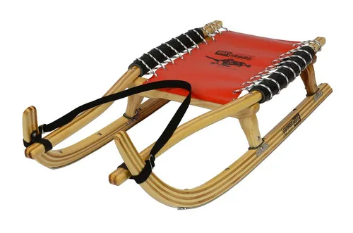 German Luge Rodel GL-Rodel-115XL – Stabiler Rodelschlitten in Natur Beige - Robuster Rodelschlitten aus Eschenholz und Rennstahl, mit bequemer Sitzfläche und leicht lenkbar durch Gewichtsverlagerung. Ideal für Wintersportabenteuer.