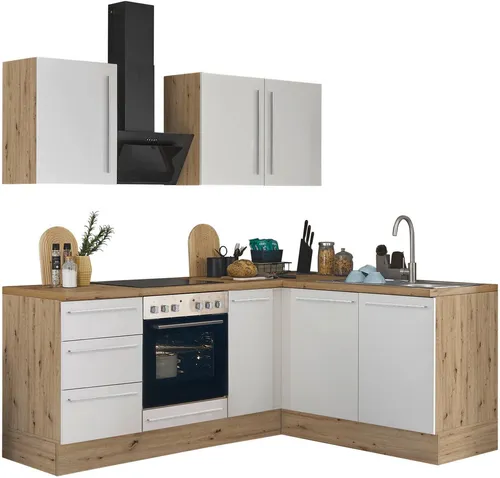 KOCHSTATION Winkelküche Florida, Stellbreite 210x165 cm, wahlweise mit E-Geräten, mit Softclose für Türen und Schubkästen