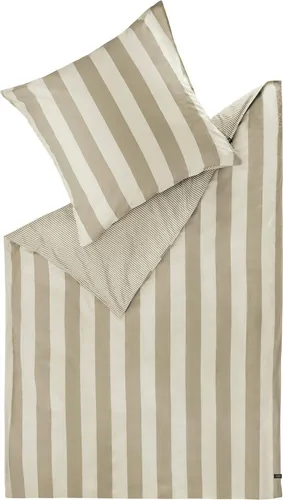 SCHÖNER WOHNEN Bettwäsche Panel-B Beige 140x200+70x90 - Bettwäsche aus 100% Baumwolle in modernem Design mit Blockstreifen, hautfreundlich und atmungsaktiv, ideal für ein gemütliches Schlafzimmer.
