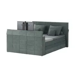 uno TV-Boxspringbett mit motorischer TV-Halterung Dillon , grau , Maße (cm): B: 202 H: 123