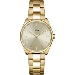 Cluse Féroce Petite Damenuhr CW11212 – Elegante Armbanduhr für Damen - Die Cluse Féroce Petite CW11212 ist eine stilvolle Damenuhr mit goldfarbenem Zifferblatt und bruchsicherem Mineralglas. Ideal für modische Akzente im Alltag, kombiniert sie Eleganz und Funktionalität.