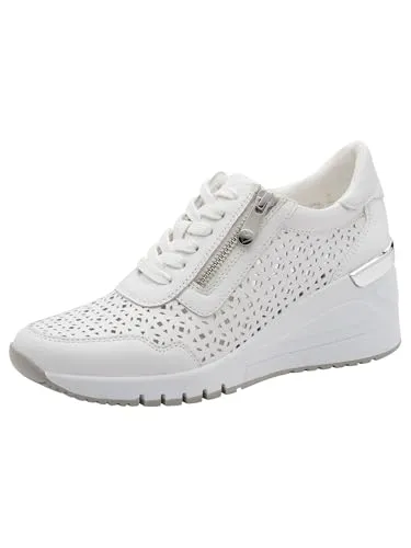 Marco Tozzi Damen Sneaker mit Wechselfußbett und Lederinnenfutter, modisch in Weiß, Größe 39 EU - Stylischer Komfort für jeden Anlass: Der MT Feel+Leather Sneaker überzeugt mit elegantem Design, Wechselfußbett und praktischem Reißverschluss. Ideal für Frühling und Sommer!