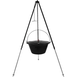 Gulaschkessel 30 Liter Dreibein mit Deckel – Original Ungarisch - Holzkohlegrills, 30 Liter emaillierter Gulaschkessel mit höhenverstellbarem Dreibein für optimales Kochen über offenem Feuer. Ideal für gesellige Grillabende!