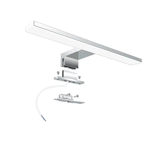 Aogled Led Spiegelleuchte Badezimmer 30 cm 5W 500LM 230V Neutralweiß 4000K,Edelstahl Class II Slim Bad Spiegelleuchte,Klemmplatte am Spiegel/Schrank/Wandbeleuchtung 300mm