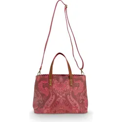 Pip Studio Shopper Small Kyoto Festival Dark Pink - Handtasche mit japanisch-floralem Muster, ideal für den Alltag. Geräumiges Hauptfach mit mehreren Fächern sorgt für Ordnung und Stil.