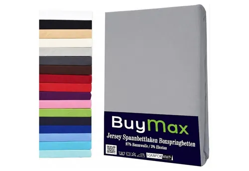 Buymax Spannbettlaken Wasserbett Spannbettlaken für Boxspringbetten Matratzen bis 35 cm Höhe, Jersey, Gummizug: Rundumgummi, (1 Stück), Spannbetttuch 97% Baumwolle, 3% Elasthan, atmungsaktiv, 40 cm Steghöhe