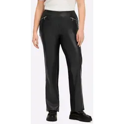 Sheego Jerseyhose Lederimitat-Hose schwarz 56