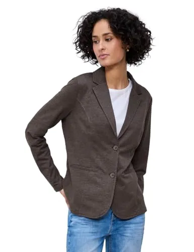 Sweatblazer STREET ONE für Damen, Gr. 40, molten earth meliert - Stilvoller Sweatblazer aus einem soften Baumwollmix für Damen. Ideal für Büro und Freizeit, mit V-Ausschnitt und angedeuteten Taschen. Kombinierbar und pflegeleicht – der perfekte Begleiter für jeden Tag.