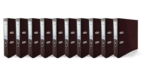Netuno 10x Akten-Ordner DIN A4 Ekobox Premium Edition glänzend Schokobraun 2-Ring-Mechanik Ringorder A4 75mm Kunststoff Ordner breit Büroordner Plastikordner Briefordner Ringmappe breiter Aktenordner