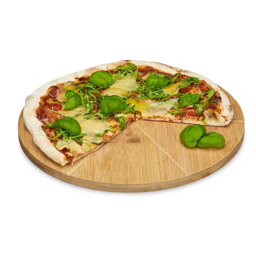 Pizzateller Pizzaschneidbrett Bambusteller Servierbrett rund Holzschneidebrett