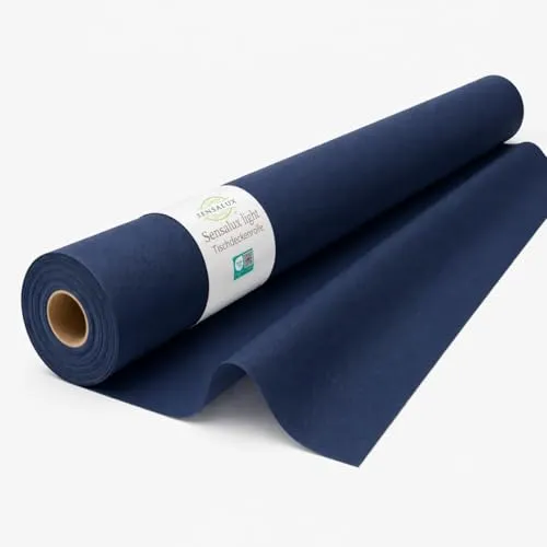 Sensalux Light Tischdeckenrolle blau - 25m lange, stoffähnliche Vliesdecke - Party Tischdecken, Made in Germany, allergie-neutral und reißfest – ideal für jede Feier von Geburtstagsfeiern bis Gartenpartys.