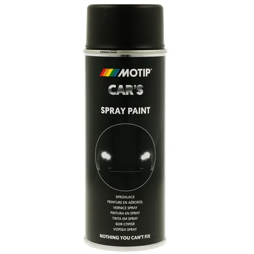 Motip Car's Lackspray schwarz seidenmatt 400ml - Hochwertiger Nitrokombi-Lack in seidenmattem Schwarz, ideal für kreative Projekte und Reparaturen. Einfach in der Anwendung und trocknet schnell, perfekt für den Einsatz im Fahrzeuglackbereich.
